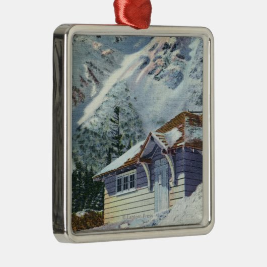 米国の林野部のスキー避難所の眺め メタルオーナメント (右)