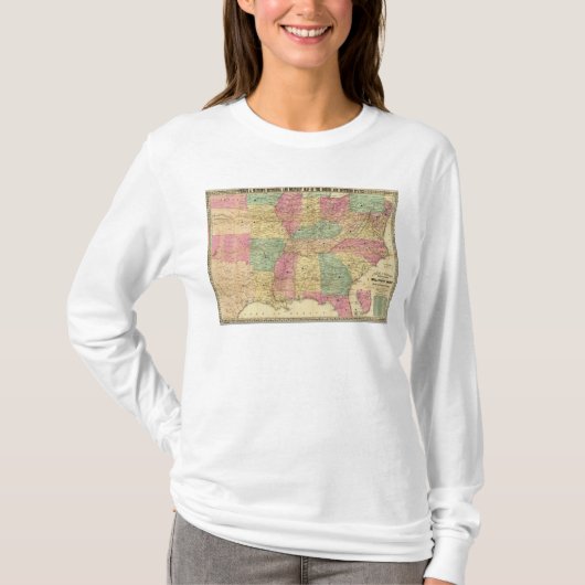 米国の歴史的および軍の地図 Tシャツ (正面)