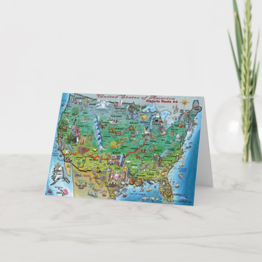 米国の歴史的なルート66 カード (正面)