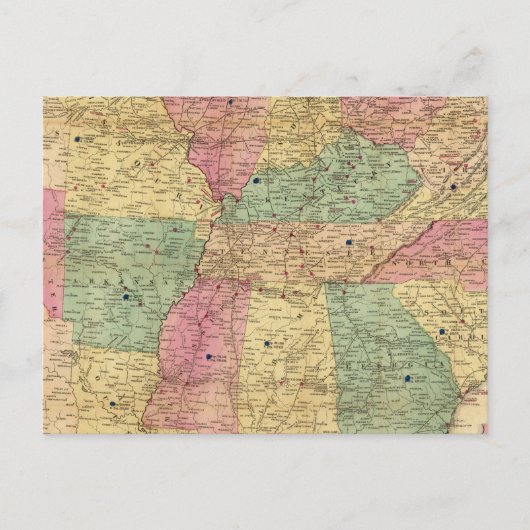 米国の歴史軍隊地図 ポストカード (正面)