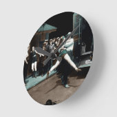 米国の水着の逮捕 ラウンド壁時計 (傾斜)