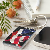 米国の波の旗 キーホルダー (正面右)