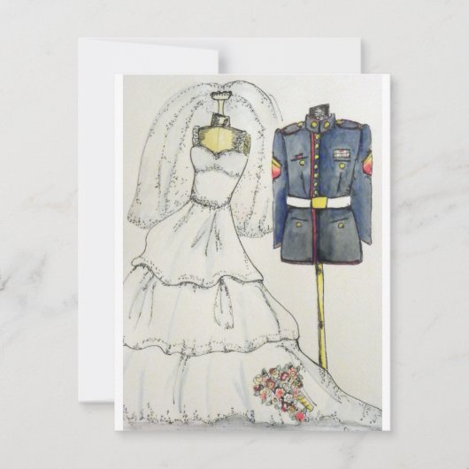 米国の海兵隊員の結婚式招待状 招待状 (正面)