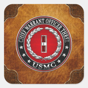 米国の海兵隊員: 主な令状3 (USMC CWO-3) [3D] スクエアシール