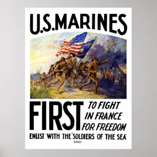 米国の海兵隊員 -- 最初にフランスで戦うため ポスター