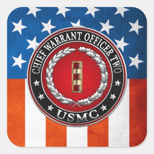 米国の海兵隊：主任令状2(USMC CWO-2) [3D] スクエアシール (正面)