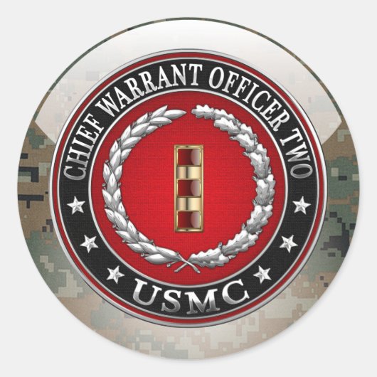 米国の海兵隊：主任令状2(USMC CWO-2) [3D] ラウンドシール (正面)