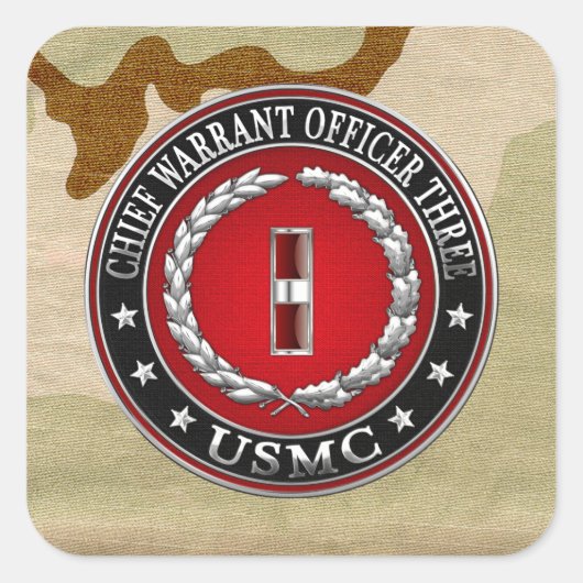 米国の海兵隊：主任令状3(USMC CWO-3) [3D] スクエアシール (正面)