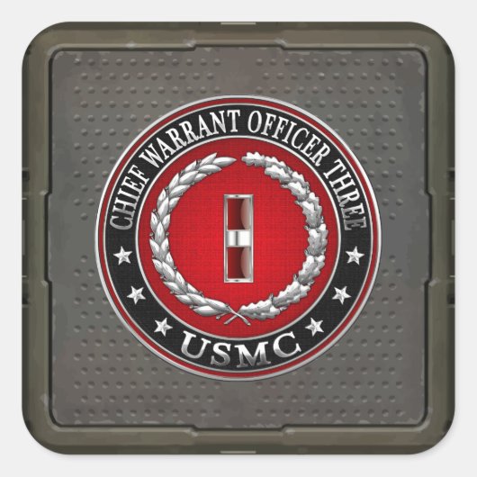 米国の海兵隊：主任令状3(USMC CWO-3) [3D] スクエアシール (正面)