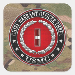 米国の海兵隊：主任令状3(USMC CWO-3) [3D] スクエアシール