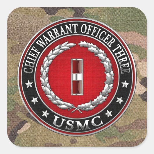 米国の海兵隊：主任令状3(USMC CWO-3) [3D] スクエアシール (正面)