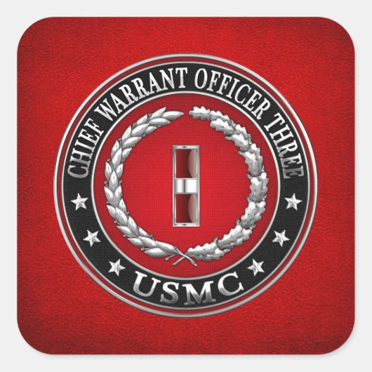 米国の海兵隊：主任令状3(USMC CWO-3) [3D] スクエアシール (正面)