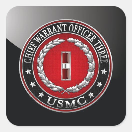 米国の海兵隊：主任令状3(USMC CWO-3) [3D] スクエアシール (正面)