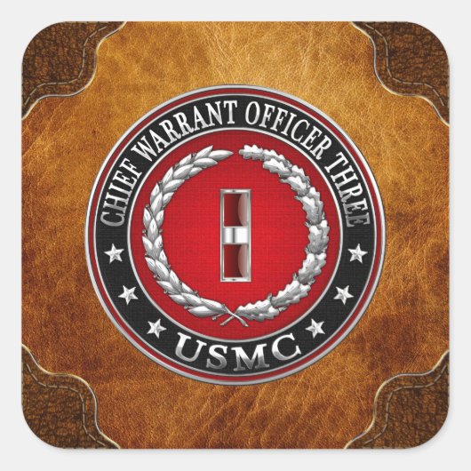 米国の海兵隊：主任令状3(USMC CWO-3) [3D] スクエアシール (正面)