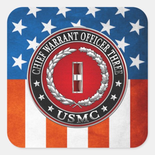米国の海兵隊：主任令状3(USMC CWO-3) [3D] スクエアシール (正面)