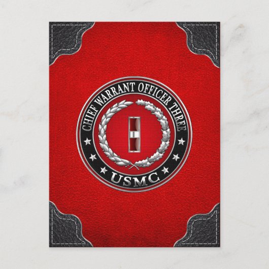 米国の海兵隊：主任令状3(USMC CWO-3) [3D] ポストカード (正面)
