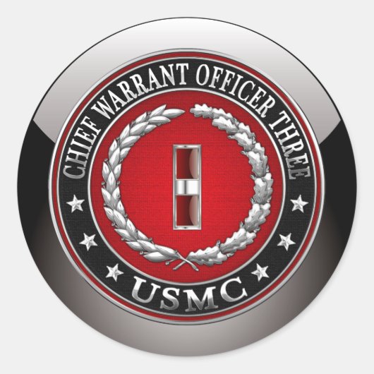 米国の海兵隊：主任令状3(USMC CWO-3) [3D] ラウンドシール (正面)