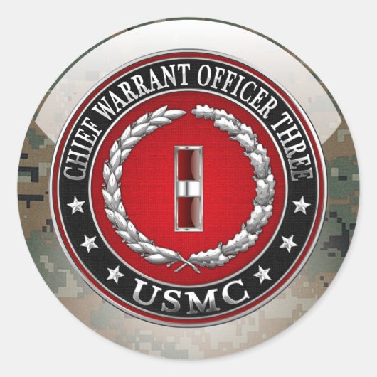 米国の海兵隊：主任令状3(USMC CWO-3) [3D] ラウンドシール (正面)
