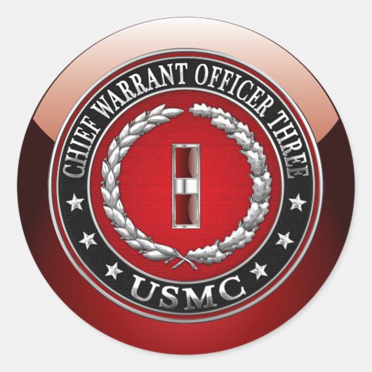 米国の海兵隊：主任令状3(USMC CWO-3) [3D] ラウンドシール (正面)