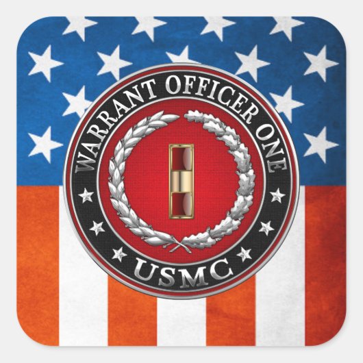 米国の海兵隊：准士官1(USMC WO-1) [3D] スクエアシール (正面)