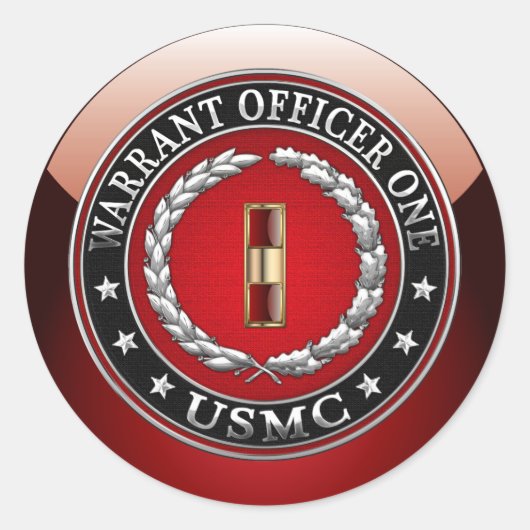 米国の海兵隊：准士官1(USMC WO-1) [3D] ラウンドシール (正面)