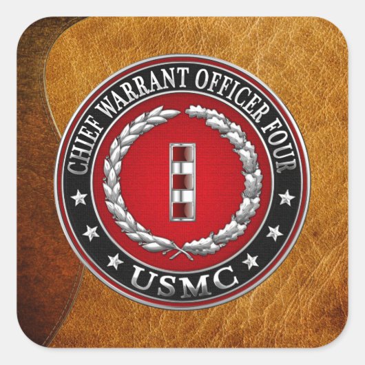 米国の海兵隊：最高令状フォー(USMC CWO-4) [3D] スクエアシール (正面)