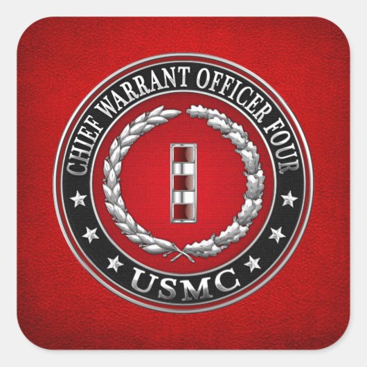 米国の海兵隊：最高令状フォー(USMC CWO-4) [3D] スクエアシール (正面)