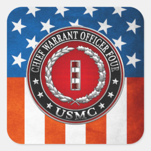 米国の海兵隊：最高令状フォー(USMC CWO-4) [3D] スクエアシール