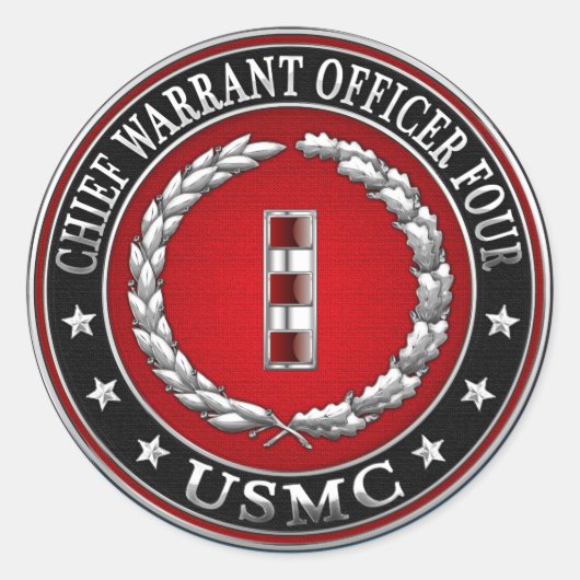 米国の海兵隊：最高令状フォー(USMC CWO-4) [3D] ラウンドシール (正面)