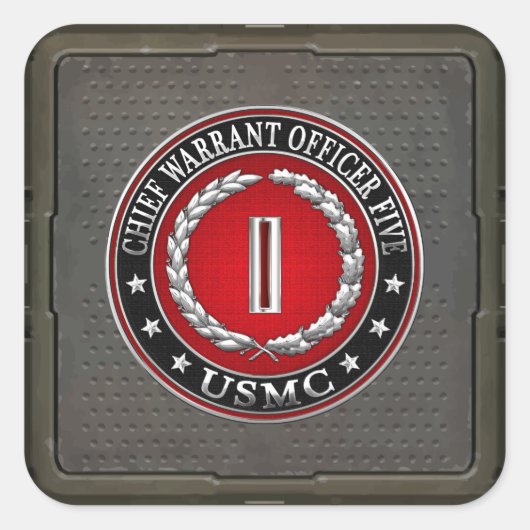 米国の海兵隊：最高令状5号(USMC CWO-5) [3D] スクエアシール (正面)