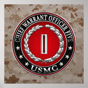 米国の海兵隊：最高令状5号(USMC CWO-5) [3D] ポスター