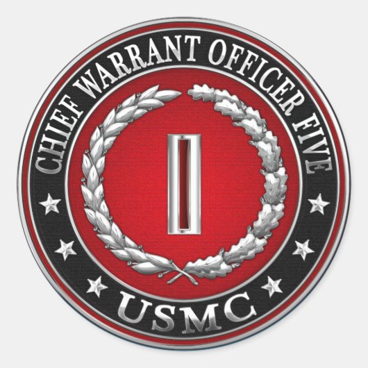 米国の海兵隊：最高令状5号(USMC CWO-5) [3D] ラウンドシール (正面)