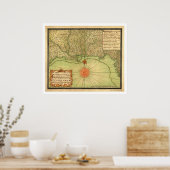 米国の湾岸地図1747 ポスター (キッチン)