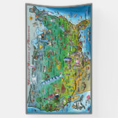 米国の漫画の地図の旗 横断幕 (縦)