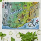 米国の漫画の地図 キッチンタオル (折り畳み)