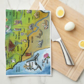 米国の漫画の地図 キッチンタオル (四つ折り)