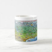米国の漫画の地図 コーヒーマグカップ (中央)