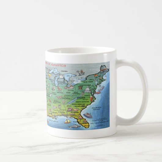 米国の漫画の地図 コーヒーマグカップ (右)