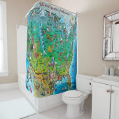 米国の漫画の地図 シャワーカーテン (インサイチュ)