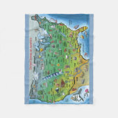 米国の漫画の地図 フリースブランケット (正面)