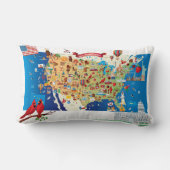 米国の漫画の地図 ランバークッション (裏面)