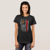 米国の潜水艦・サイレント・サービス・ベテラン・アメリカ国旗 Tシャツ (正面フル)