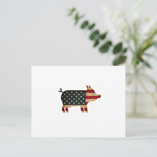 米国の独立記念日 – 7月4日のピグおもしろい4 ポストカード (スタンド正面)