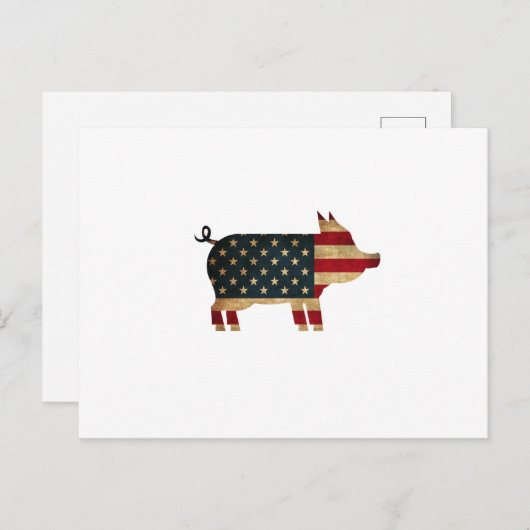 米国の独立記念日 – 7月4日のピグおもしろい4 ポストカード (正面/裏面)