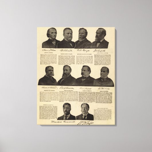 米国の社長、サイン、伝記 キャンバスプリント (正面)