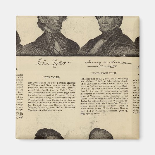 米国の社長、サイン、伝記 マグネット (正面)