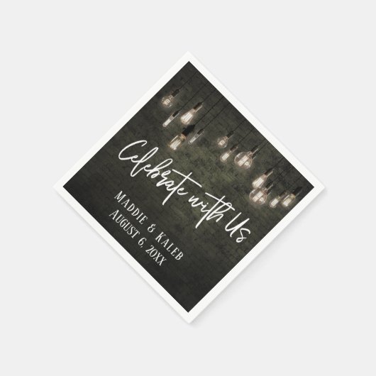 米国の祝産業用レンガのエジソンライト付き スタンダードカクテルナプキン (角)