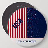 米国の神祝福アメリカのスター愛国心の第4日 缶バッジ (正面&裏面)
