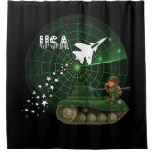米国の空軍、レーダー、ジェット機、軍隊、タンク、兵士 シャワーカーテン (正面)