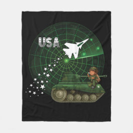 米国の空軍、レーダー、ジェット機、軍隊、タンク、兵士 フリースブランケット